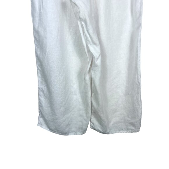 FLAX 100% Linen Wide Leg Elastic Waist Pants in White Size L (14, 16, 18) - Picture 10 of 11